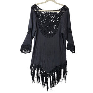 Zalia Atelier Black Beach Tunic Boho Style Size Medium #652